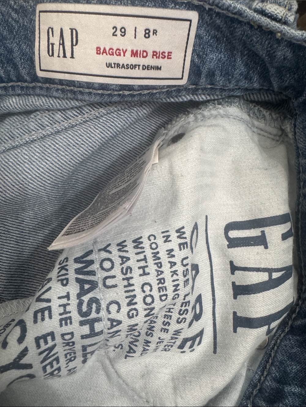 GAP Baggy Mid Rise Que Wide-Leg Denim Pants - Picture 6 of 7